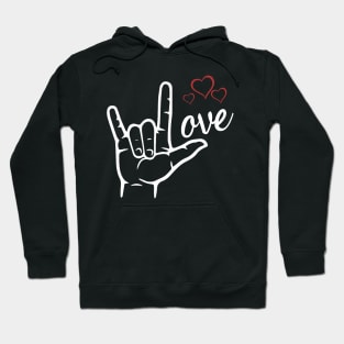 ASL I Love You Hand Heart American Sign Language Hoodie